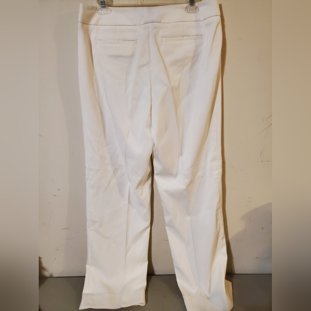 Liz Claiborne White Straight-Leg Dress Pants Audra Winter White Rayon Blend - Picture 3 of 4